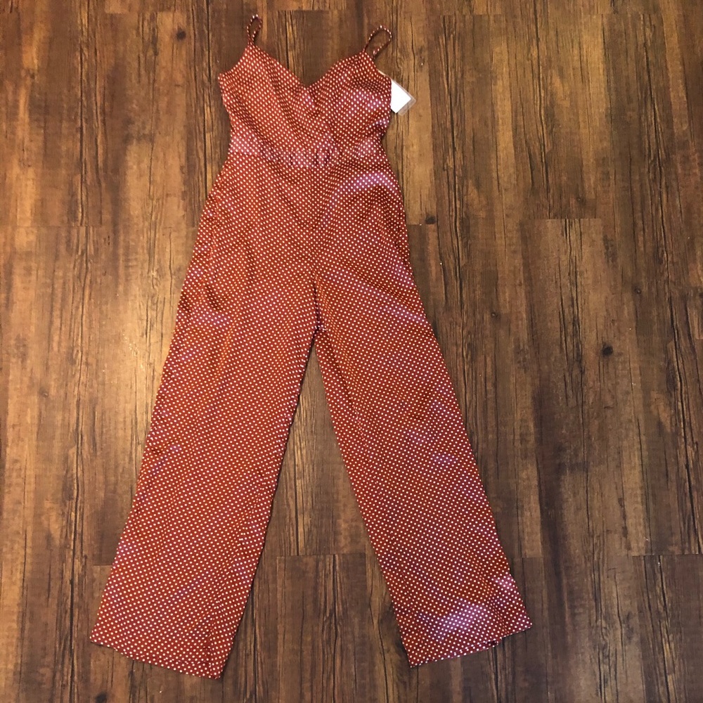 Red polka dot jumpsuit